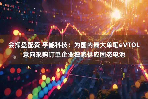 会操盘配资 孚能科技：为国内最大单笔eVTOL意向采购订单企业独家供应固态电池